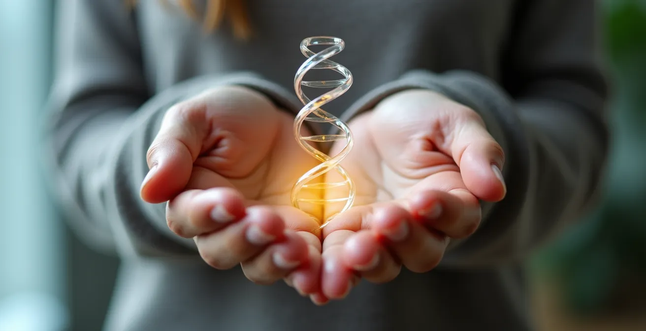 Visual metaphor showing DNA strands protected by layers of security measures