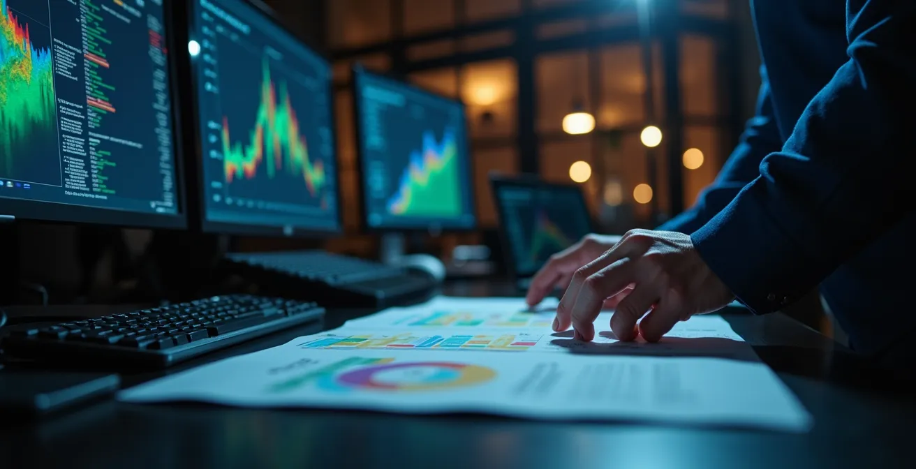 Professional esports scout reviewing player statistics and performance data