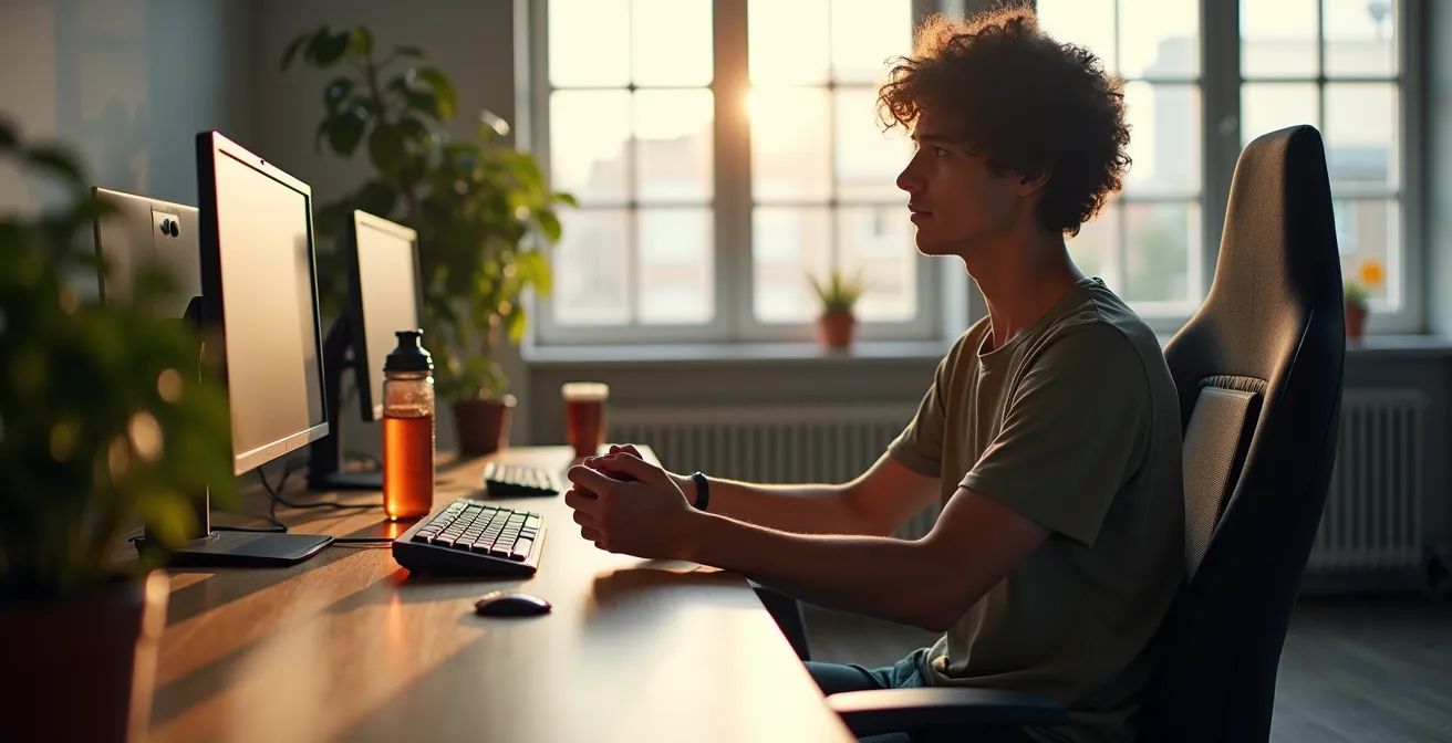 Healthy esports player maintaining physical and mental wellness during training