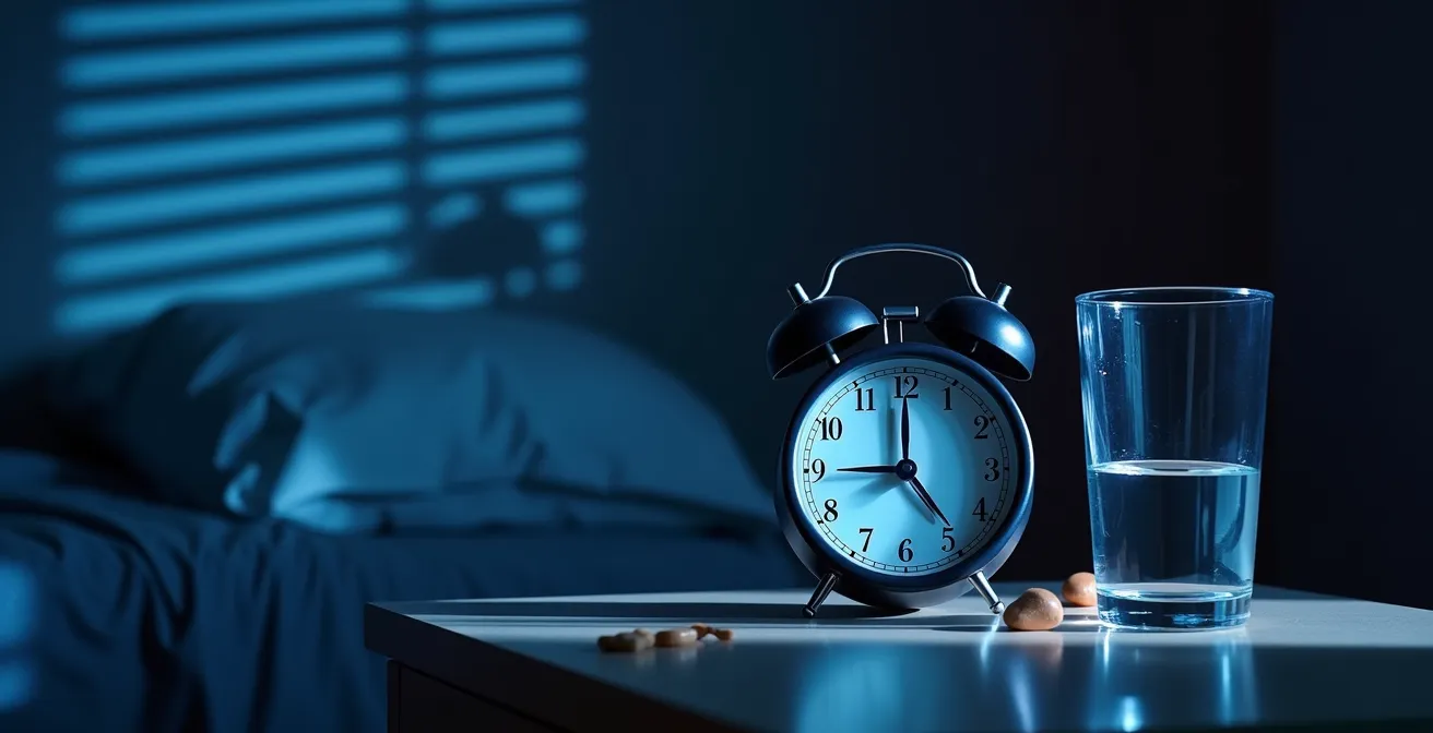 Abstract visualization of disrupted sleep patterns and cortisol spikes