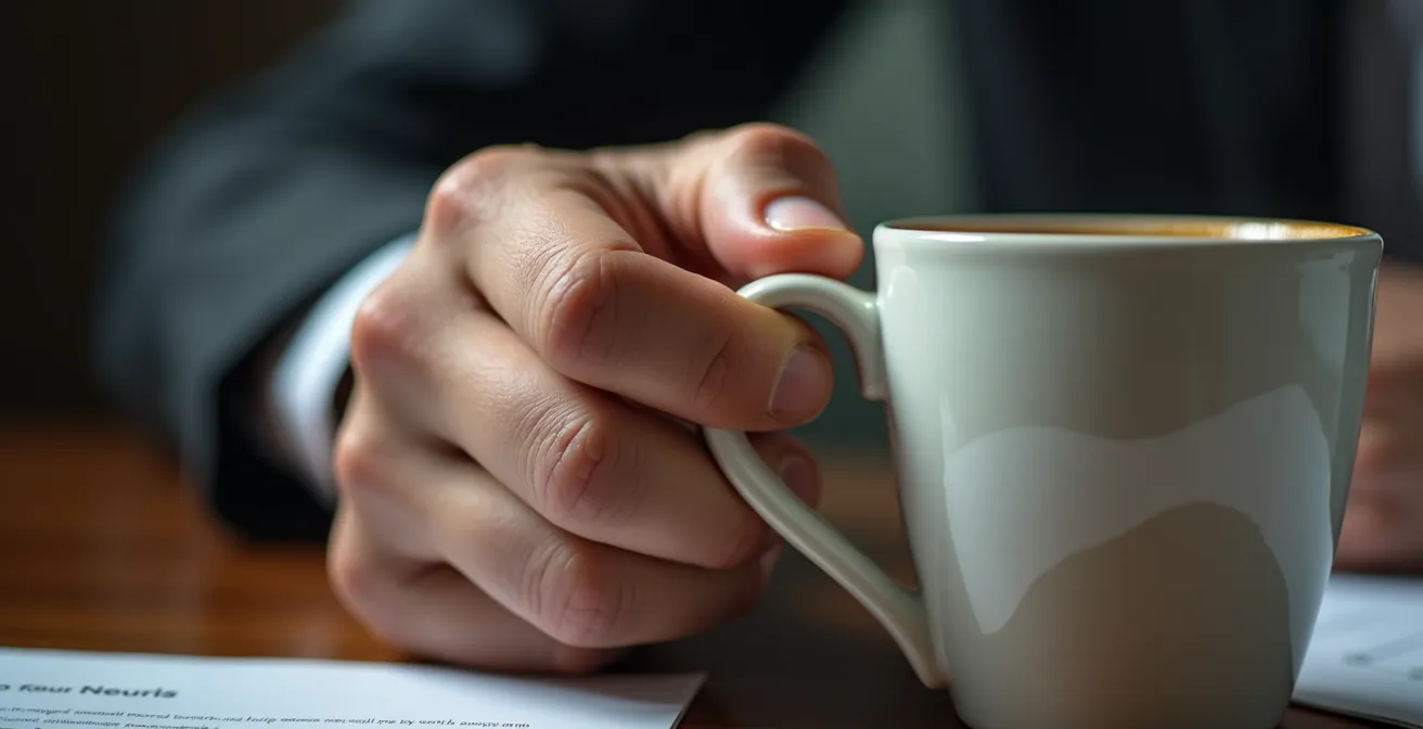 Close-up detail of stress indicators in professional setting