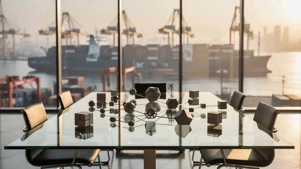 Strategic supply chain analysis dashboard showing global trade routes and bottleneck indicators