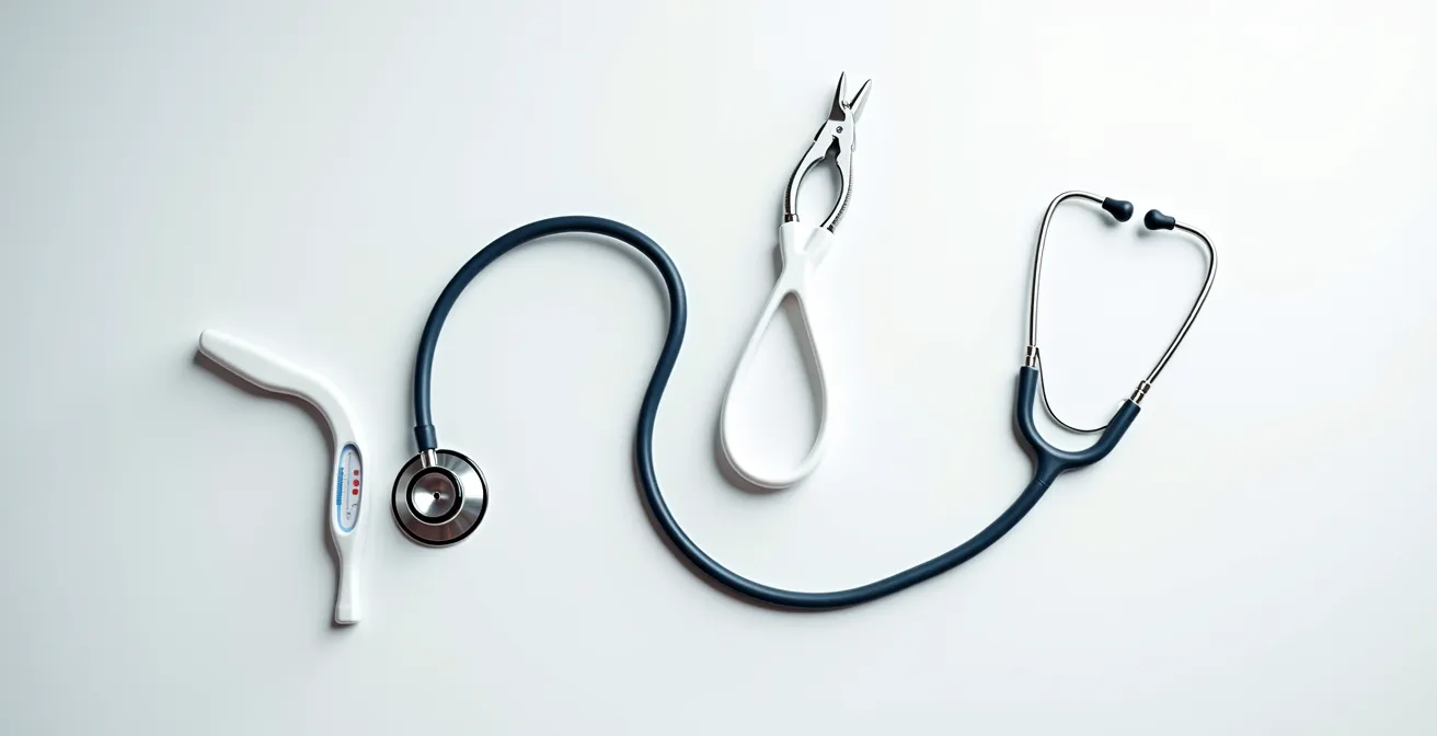 Abstract visualization of medical decision pathways branching in different directions