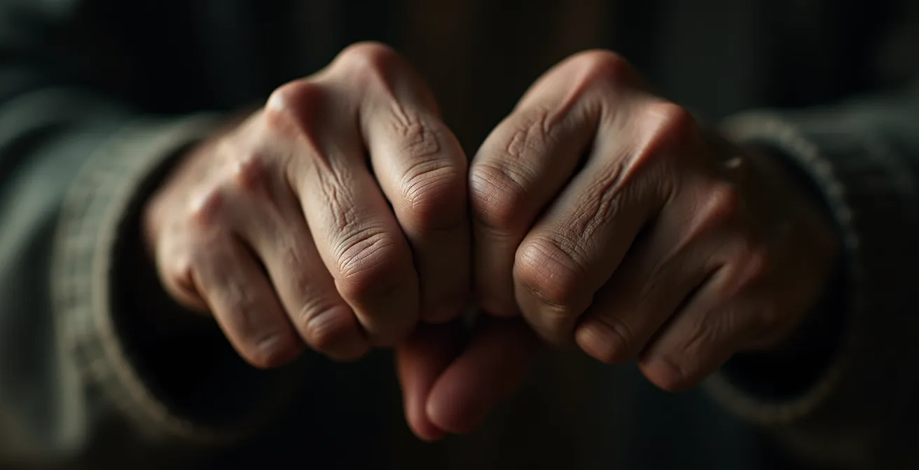 Macro close-up of hands forming abstract resistance gesture