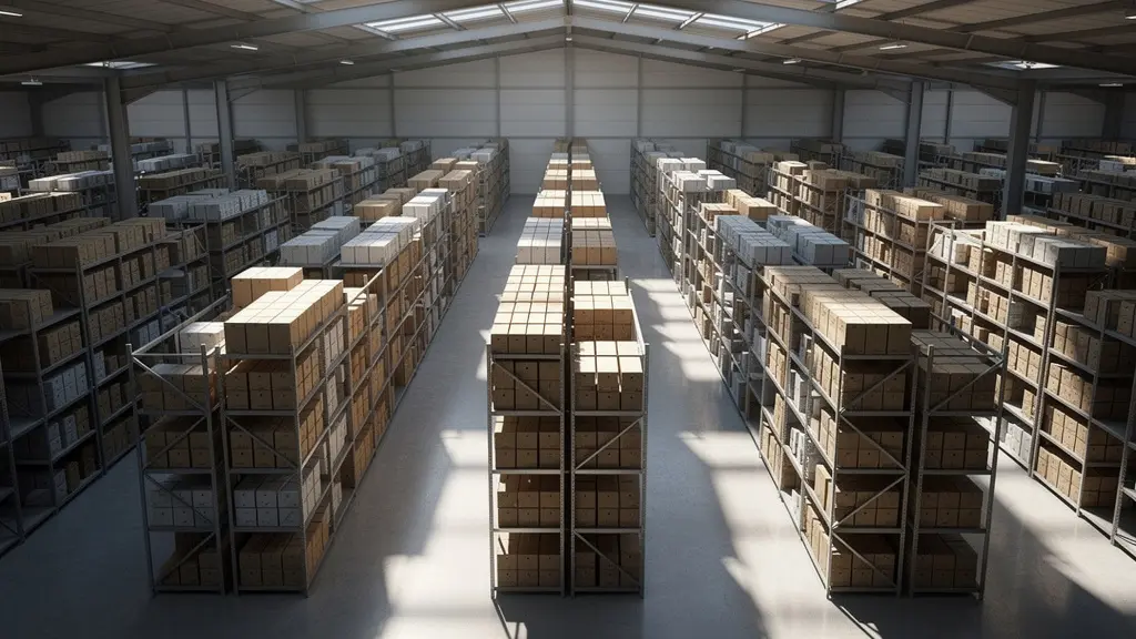 Strategic warehouse showing differentiated inventory zones for various risk levels